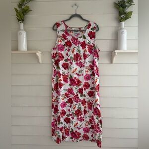 100% Linen Floral Sleeveless Dress Women’s Size 18